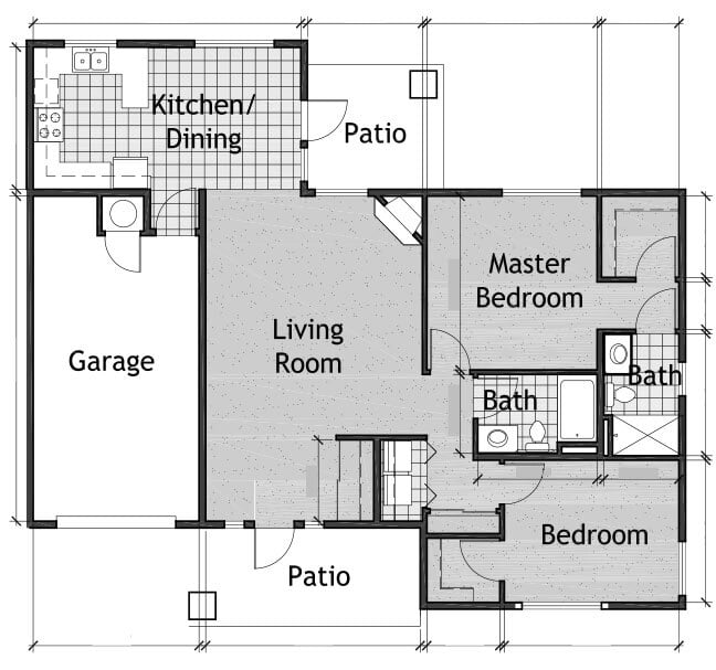 Two-Bedroom Cottage floor plan layout