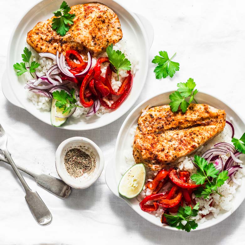 Albuquerque chicken veggies rice meal