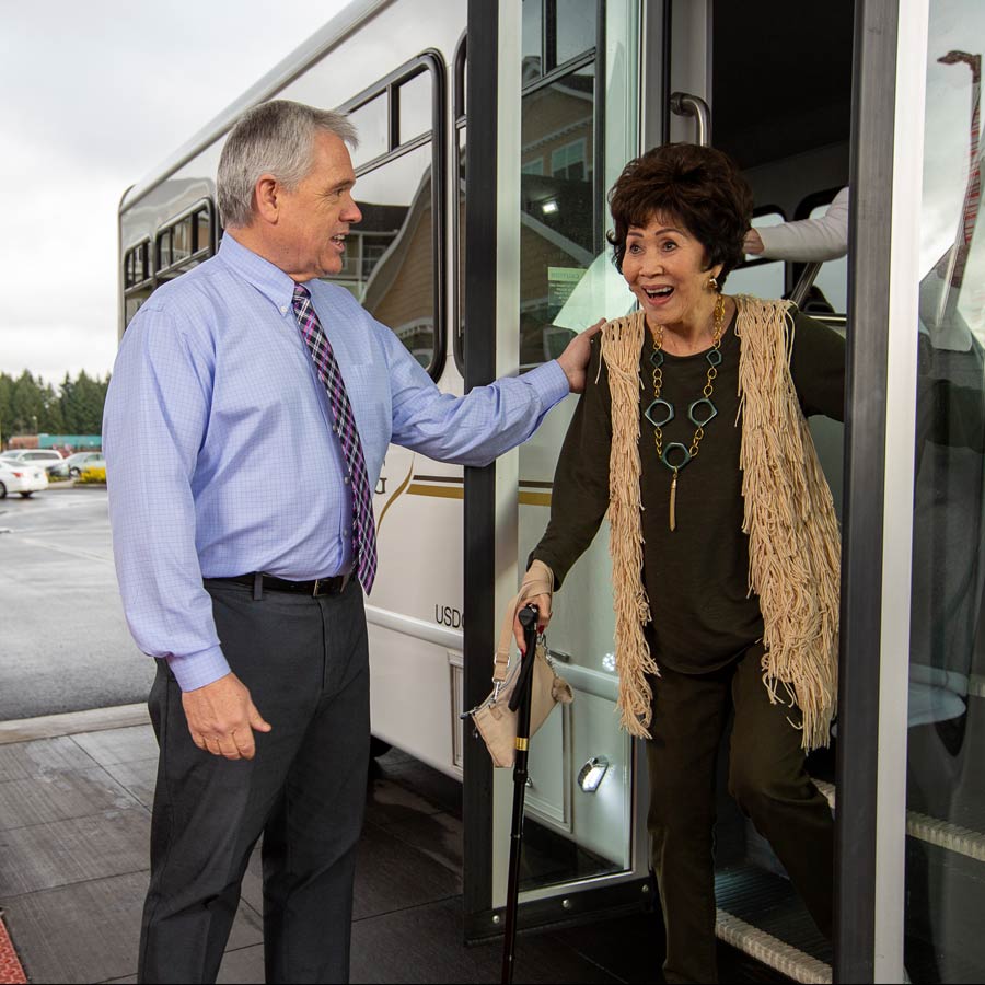 The Rio Grande helping lady off bus